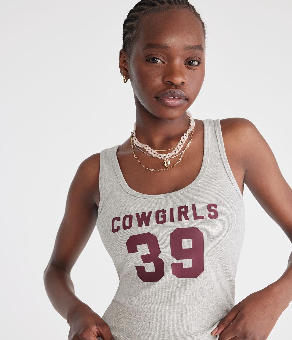 Aéropostale Seriously Soft Cowgirls 39 Cropped Scoop-Neck Tank Light Heather Grey