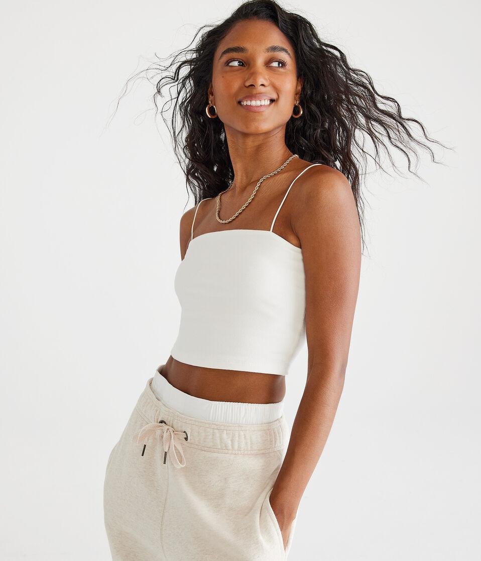 Aéropostale Seriously Soft Cropped Bungee Cami Cream
