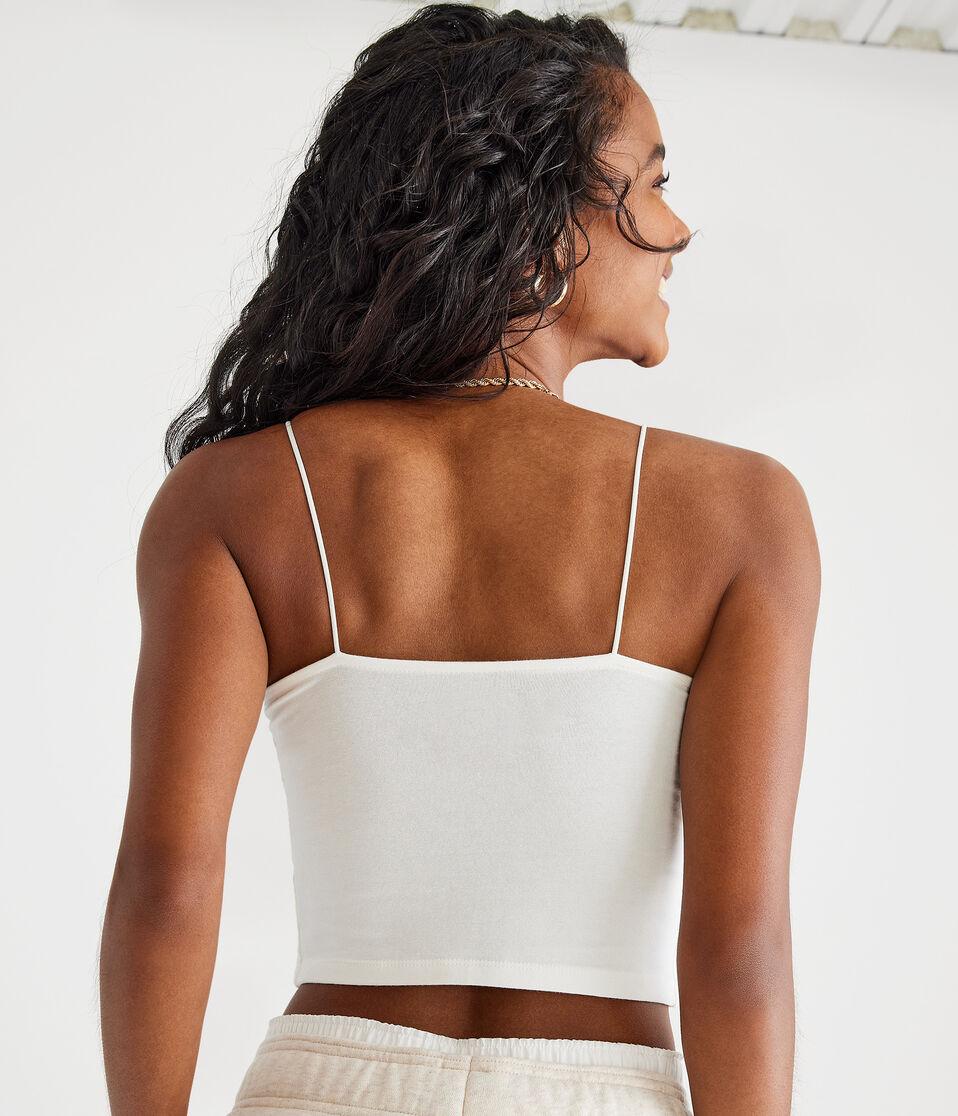 Aéropostale Seriously Soft Cropped Bungee Cami Cream