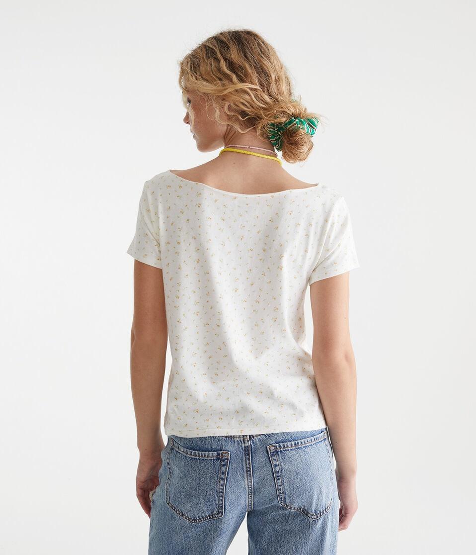 Aéropostale Seriously Soft Floral Off-The-Shoulder Vintage Fit Graphic Tee Cream