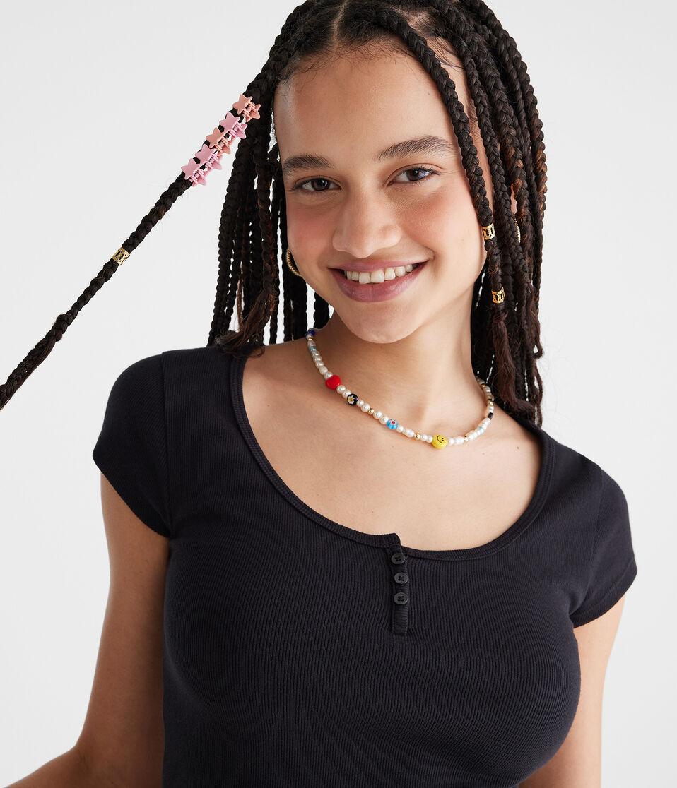 Aéropostale Seriously Soft Henley Tiny Top Black Fox