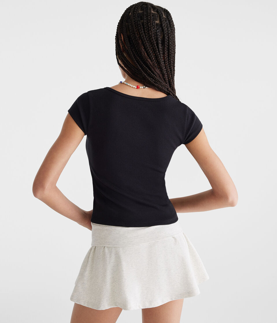 Aéropostale Seriously Soft Henley Tiny Top Black Fox