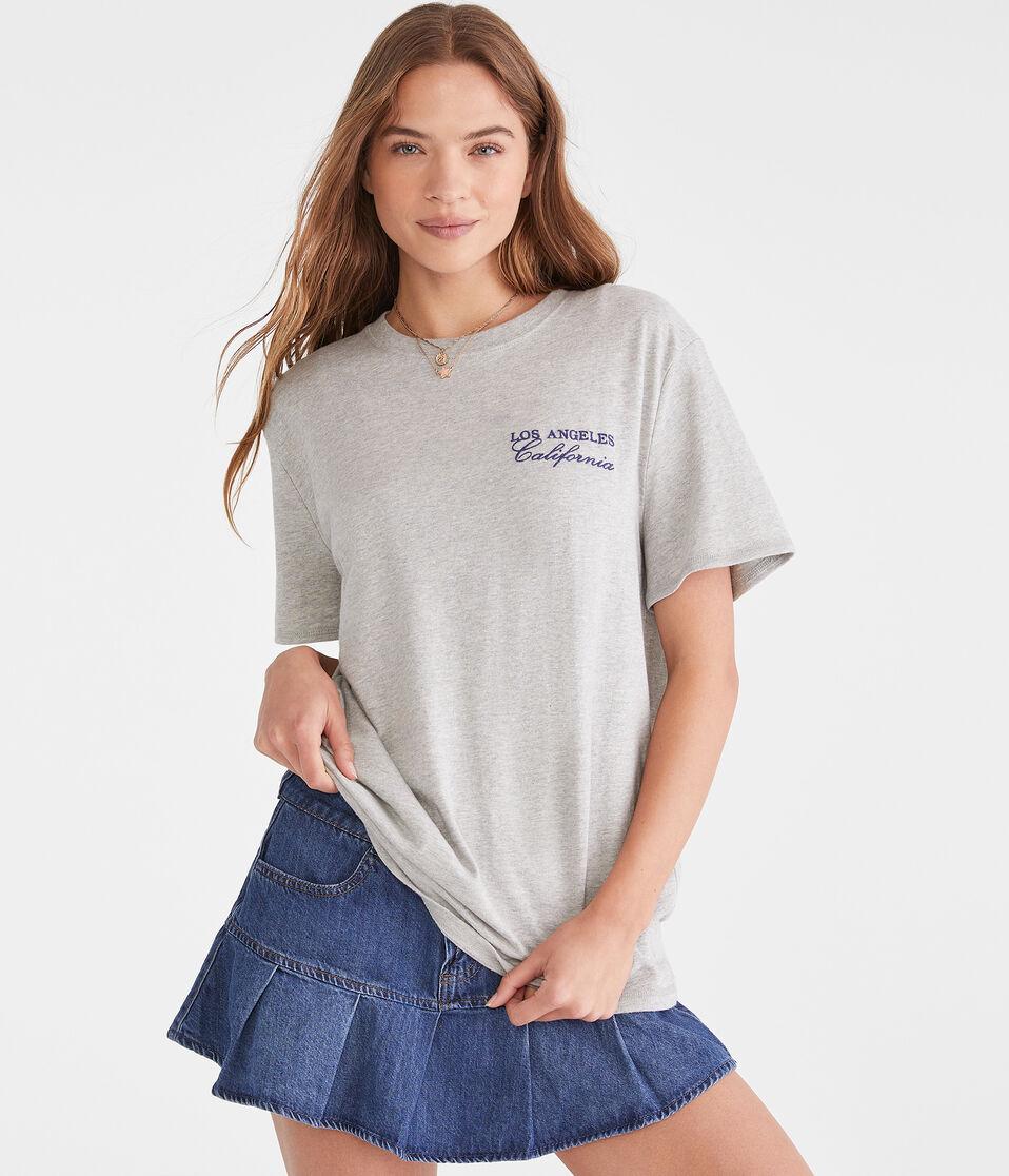 Aéropostale Seriously Soft Los Angeles Boyfriend Graphic Tee Light Heather Grey