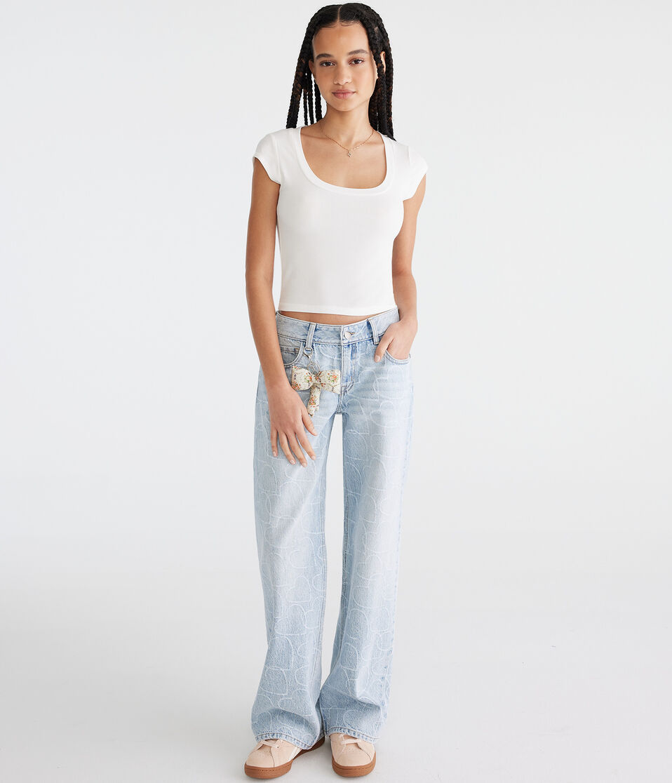 Aéropostale Seriously Soft Ribbed Scoop-Neck Baby Tee Cream