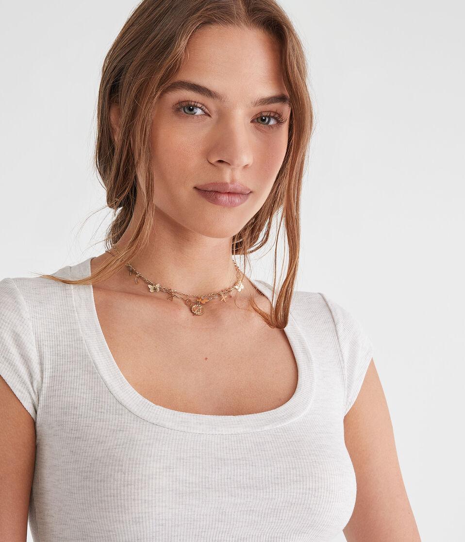 Aéropostale Seriously Soft Ribbed Scoop-Neck Baby Tee Lightest Heather Grey