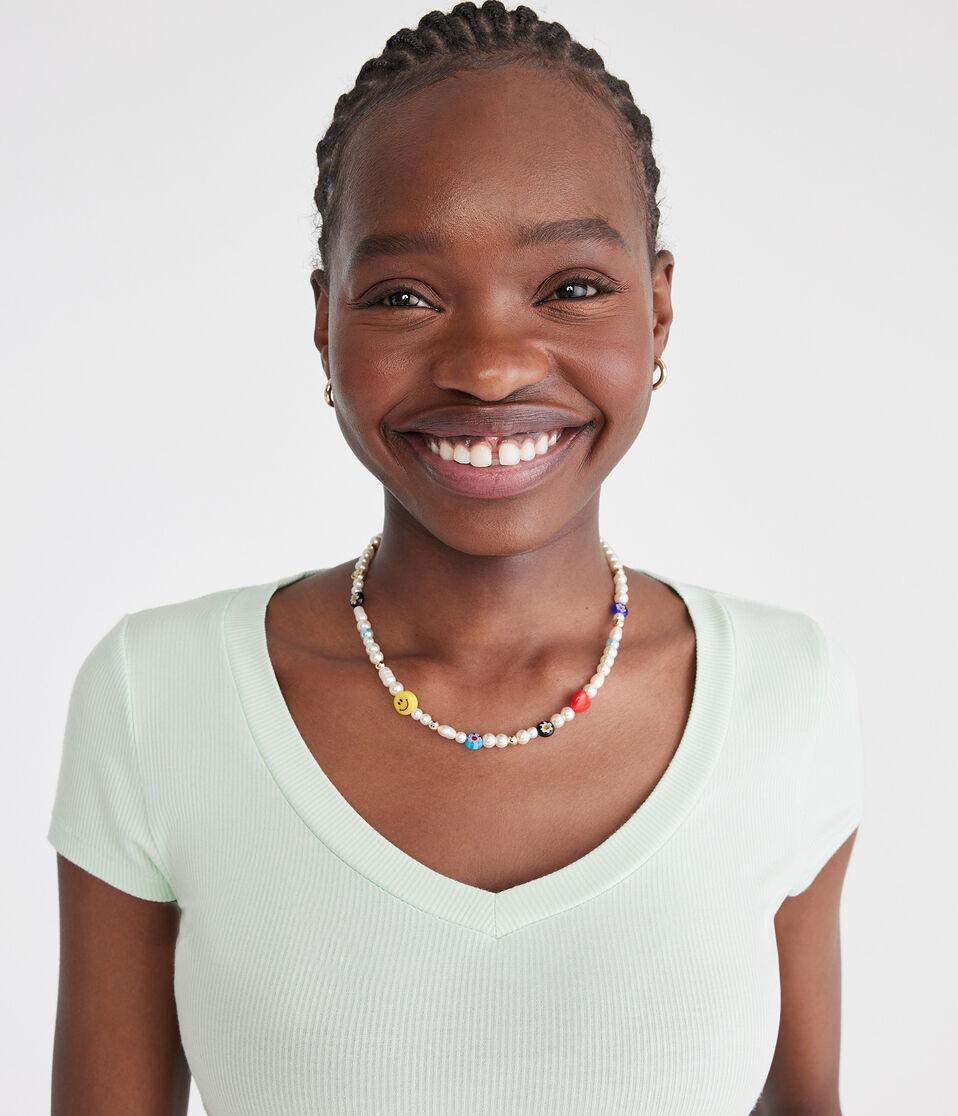 Aéropostale Seriously Soft Ribbed V-Neck Baby Tee Pale Vista