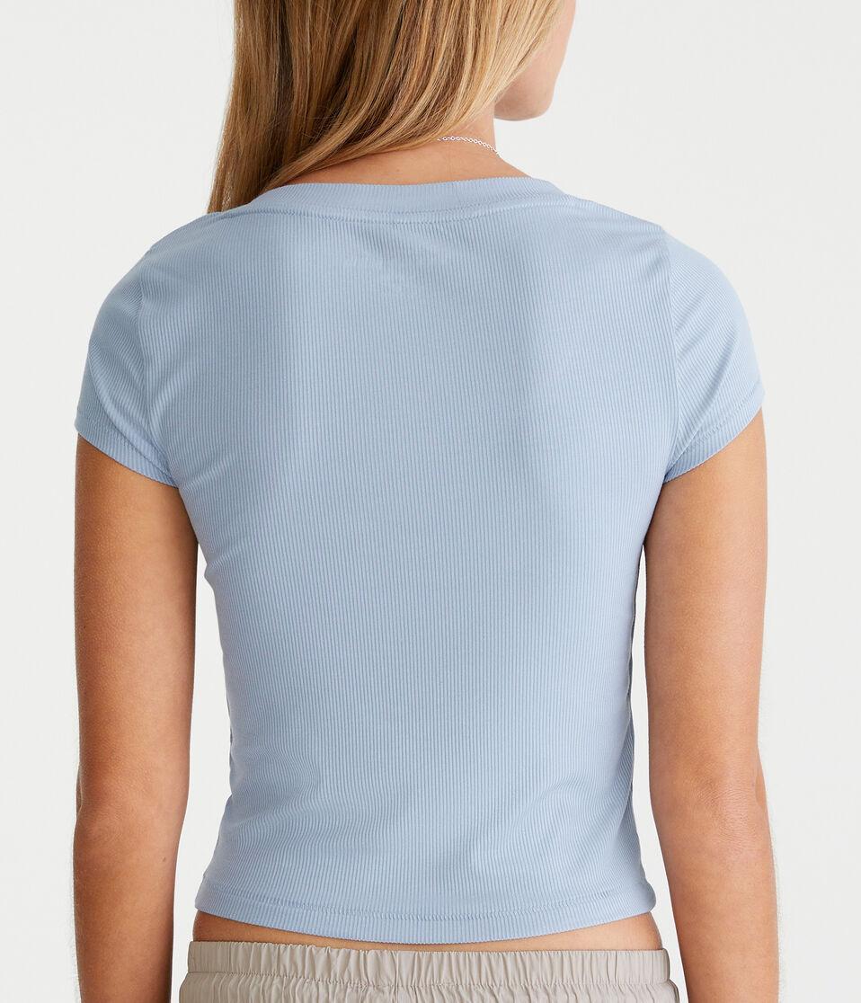 Aéropostale Seriously Soft Ribbed V-Neck Baby Tee Royal Blue
