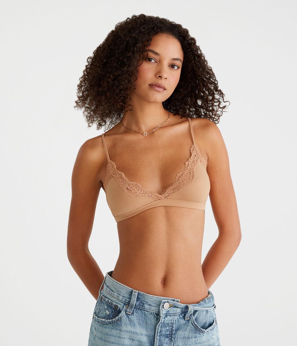 Aéropostale Seriously Soft Smooth Lace-Trim Triangle Bra Twig