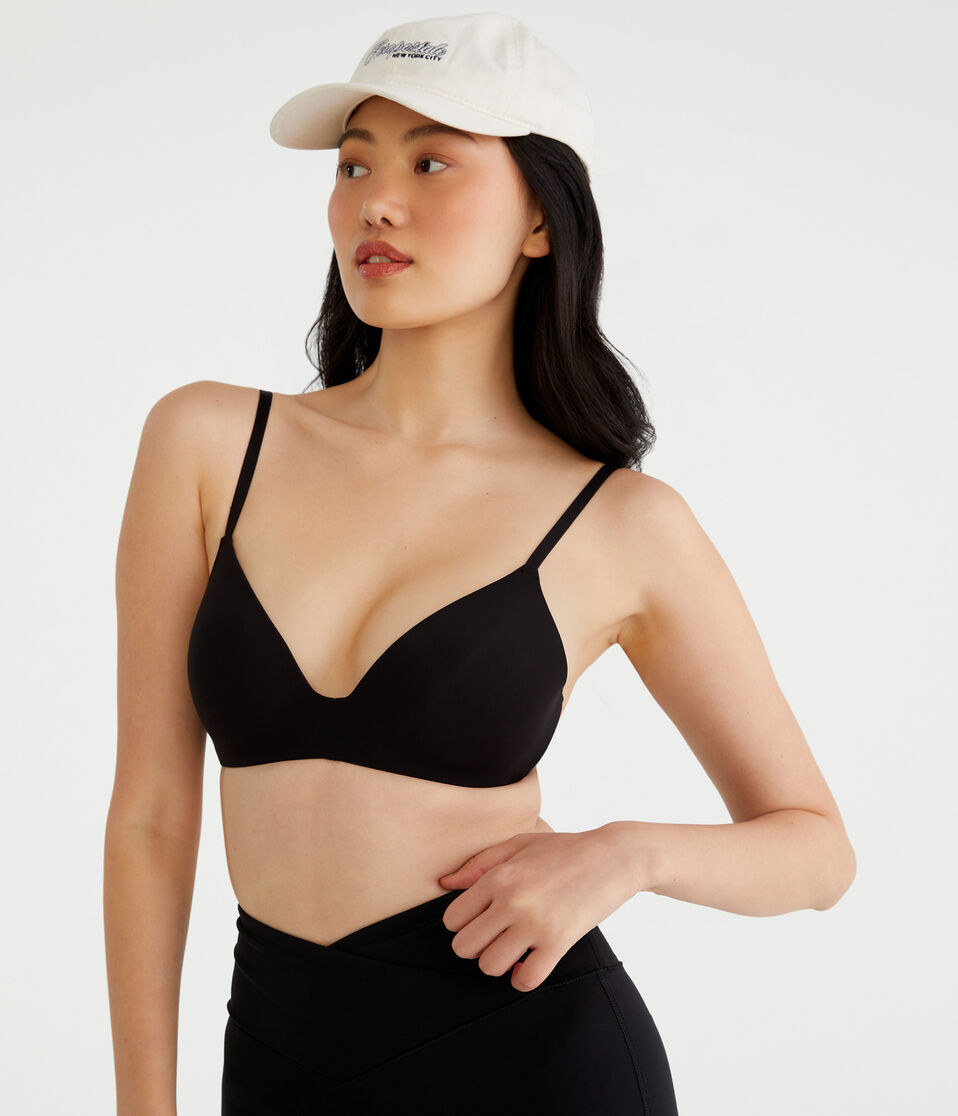aéropostale Seriously Soft Smooth Molded V-Neck Push-Up Bra black fox