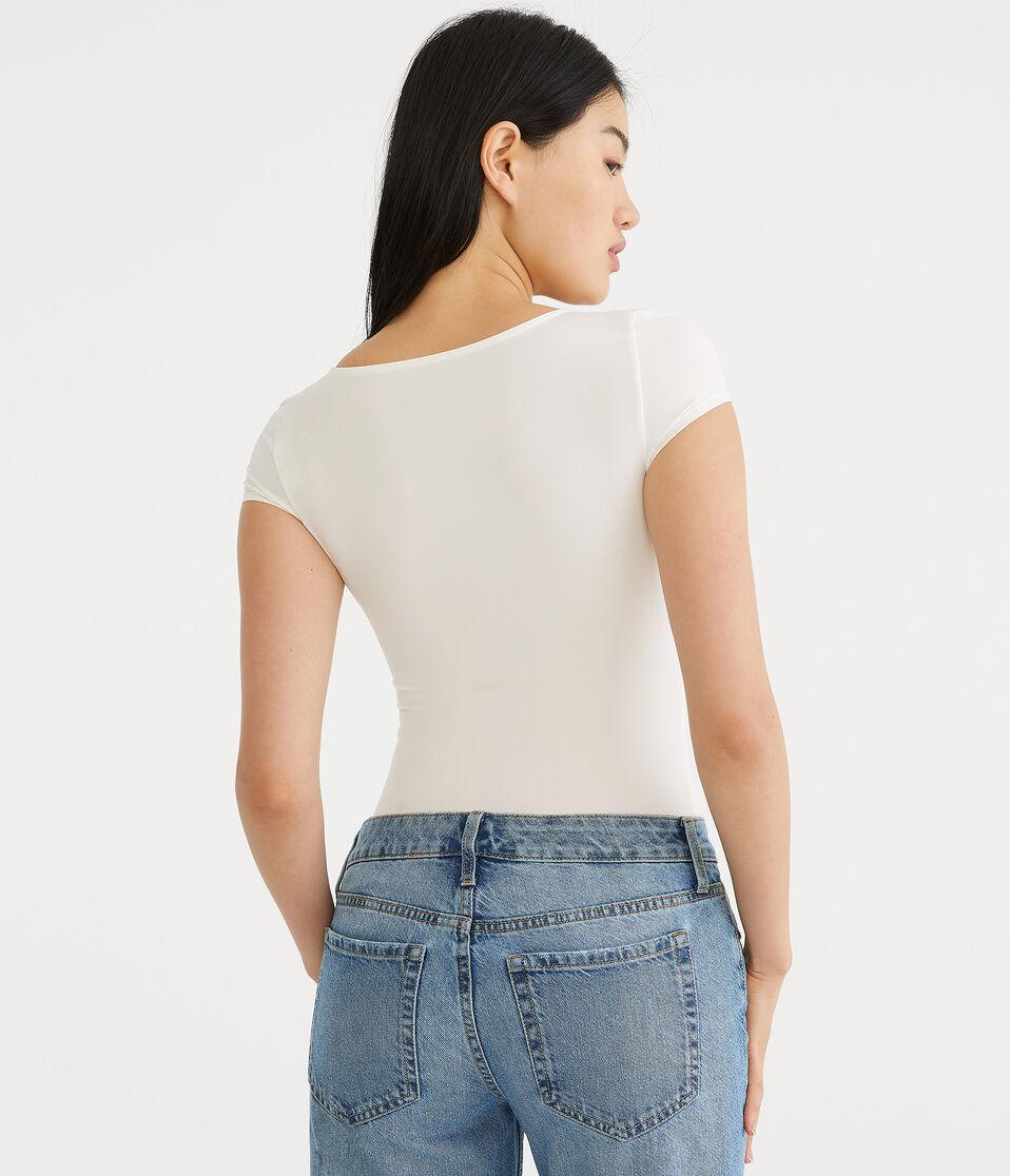 Aéropostale Seriously Soft Smooth V-Neck Bodysuit Cream