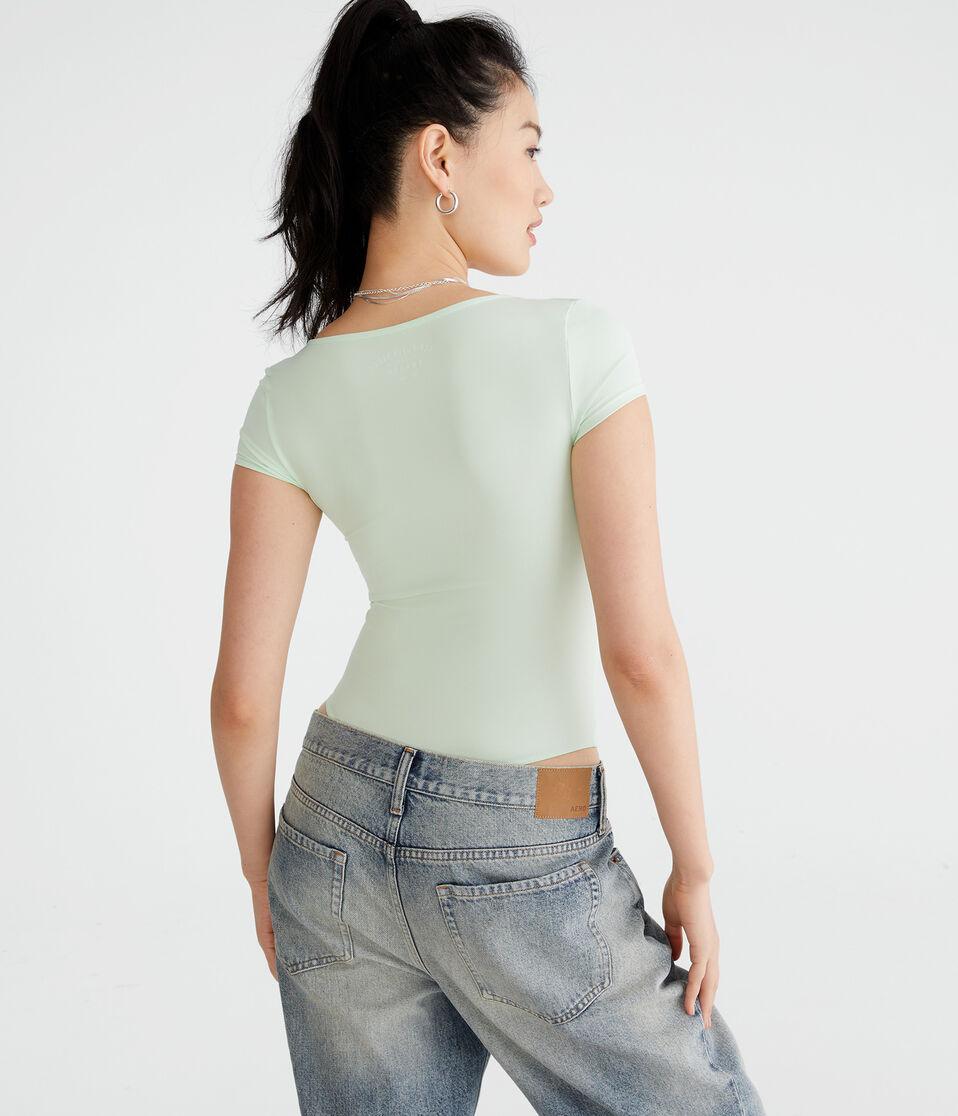 Aéropostale Seriously Soft Smooth V-Neck Bodysuit Pale Vista