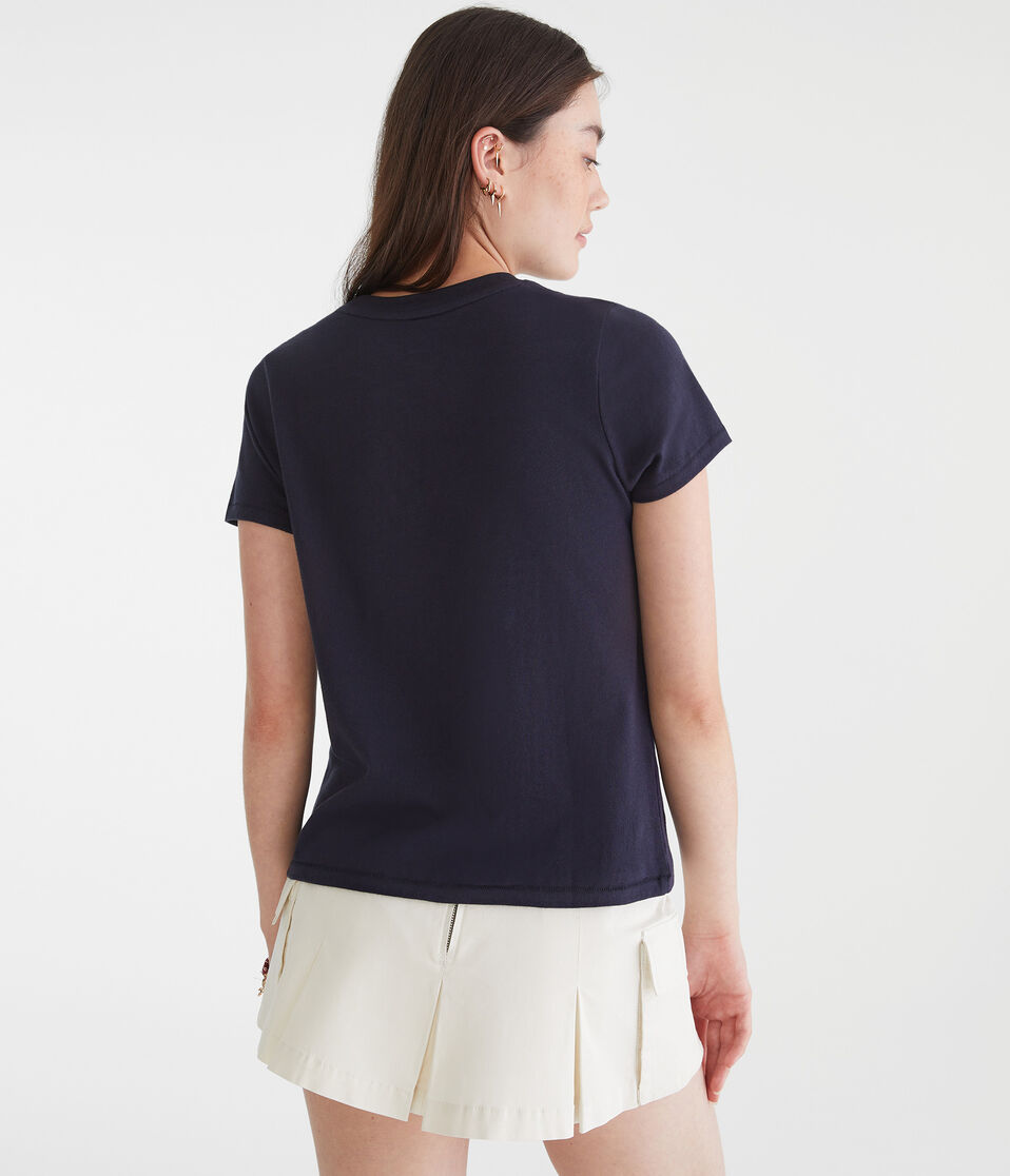 Aéropostale Seriously Soft Teddy Bear Vintage Fit Graphic Tee Navy Peony