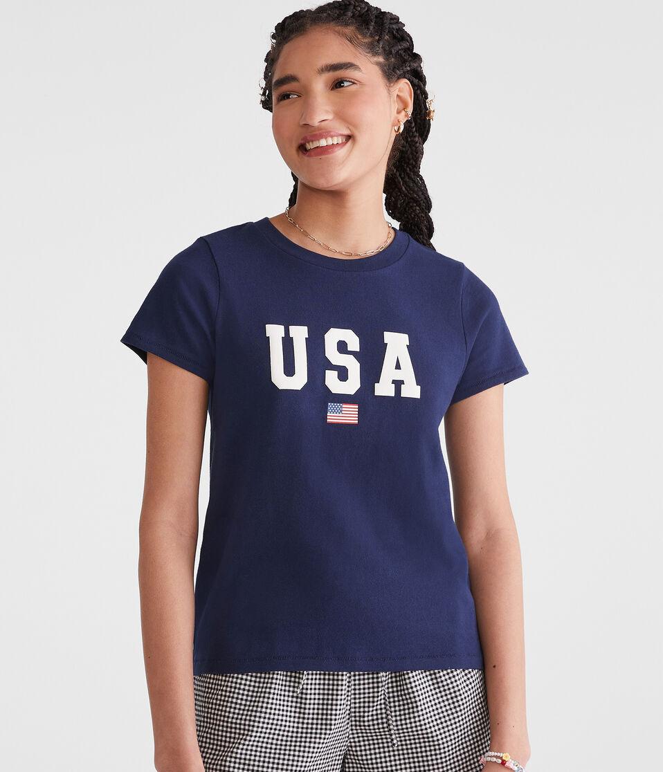 Aéropostale Seriously Soft USA Vintage Fit Graphic Tee Hazy Indigo