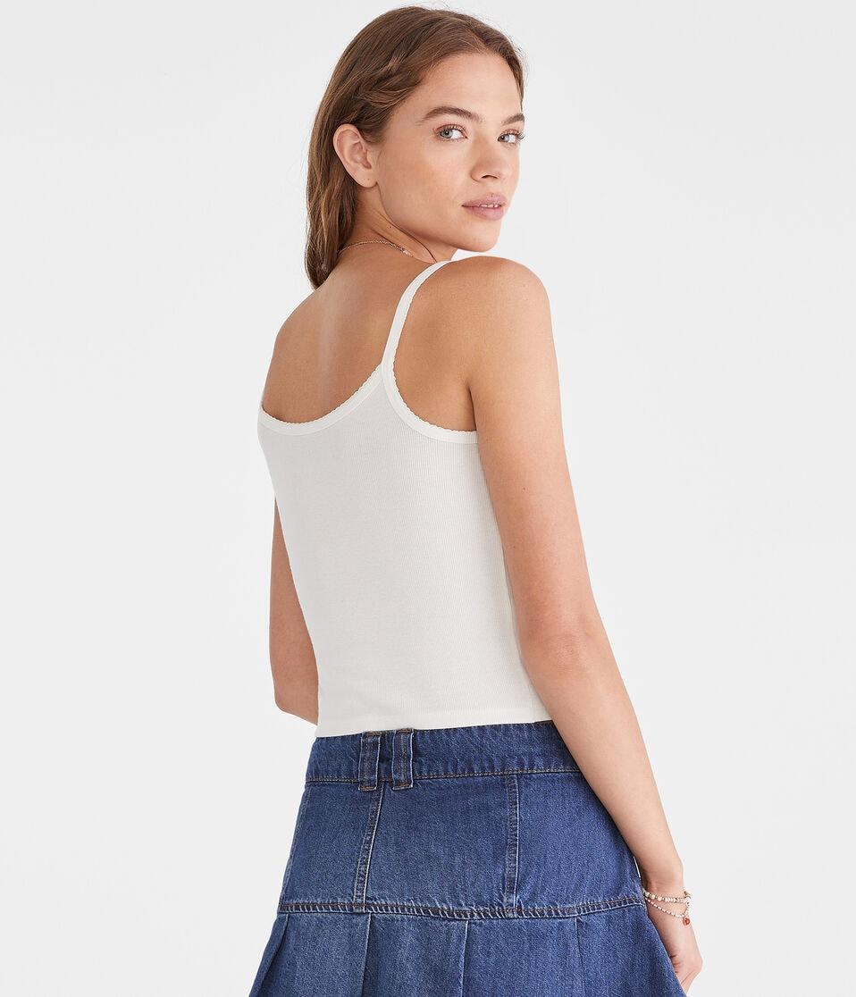 Aéropostale Seriously Soft West Coast Cowgirl Ribbed Graphic Tank Cream