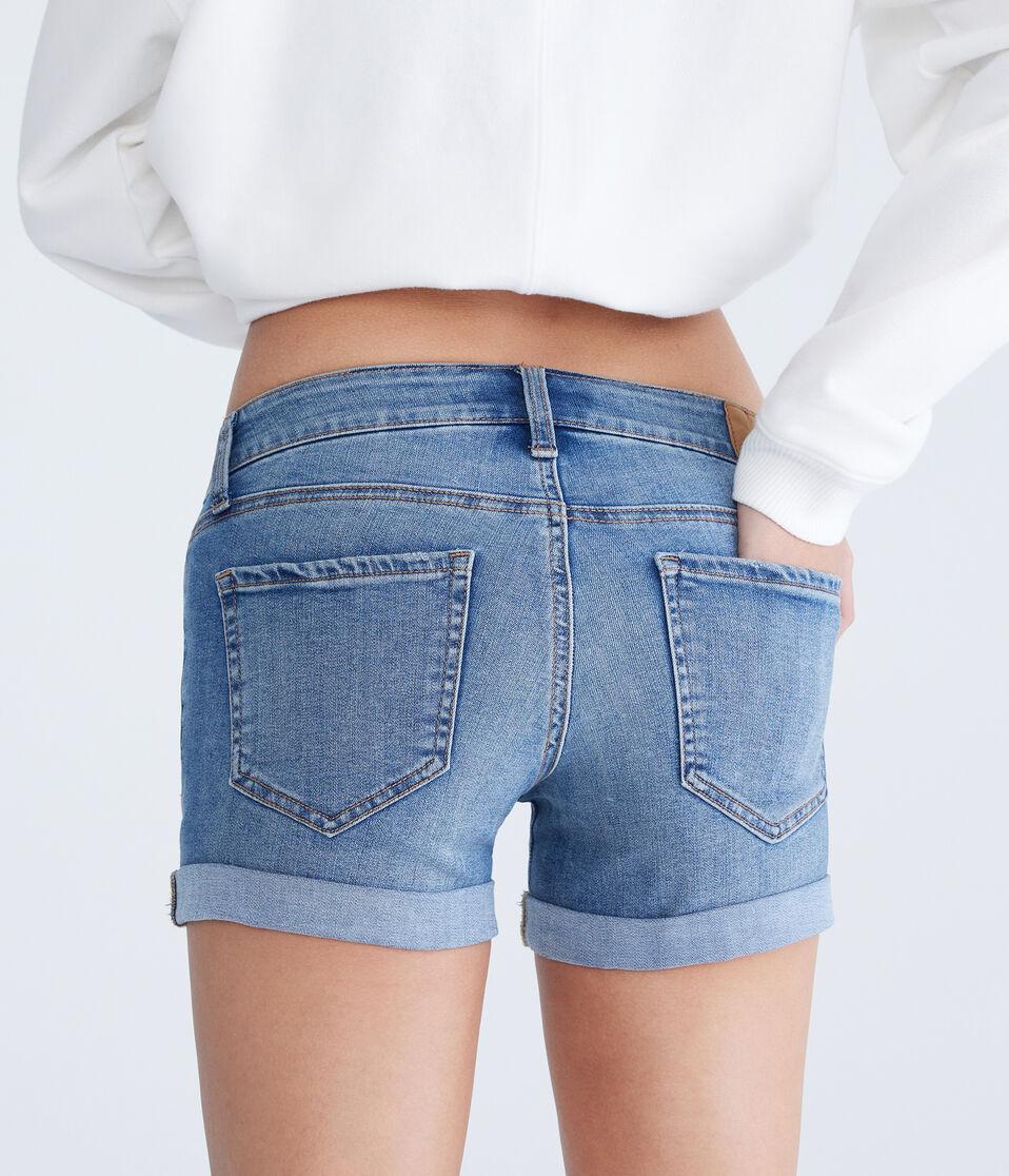 Aéropostale Seriously Stretchy Low-Rise Denim Midi Shorts Medium Wash