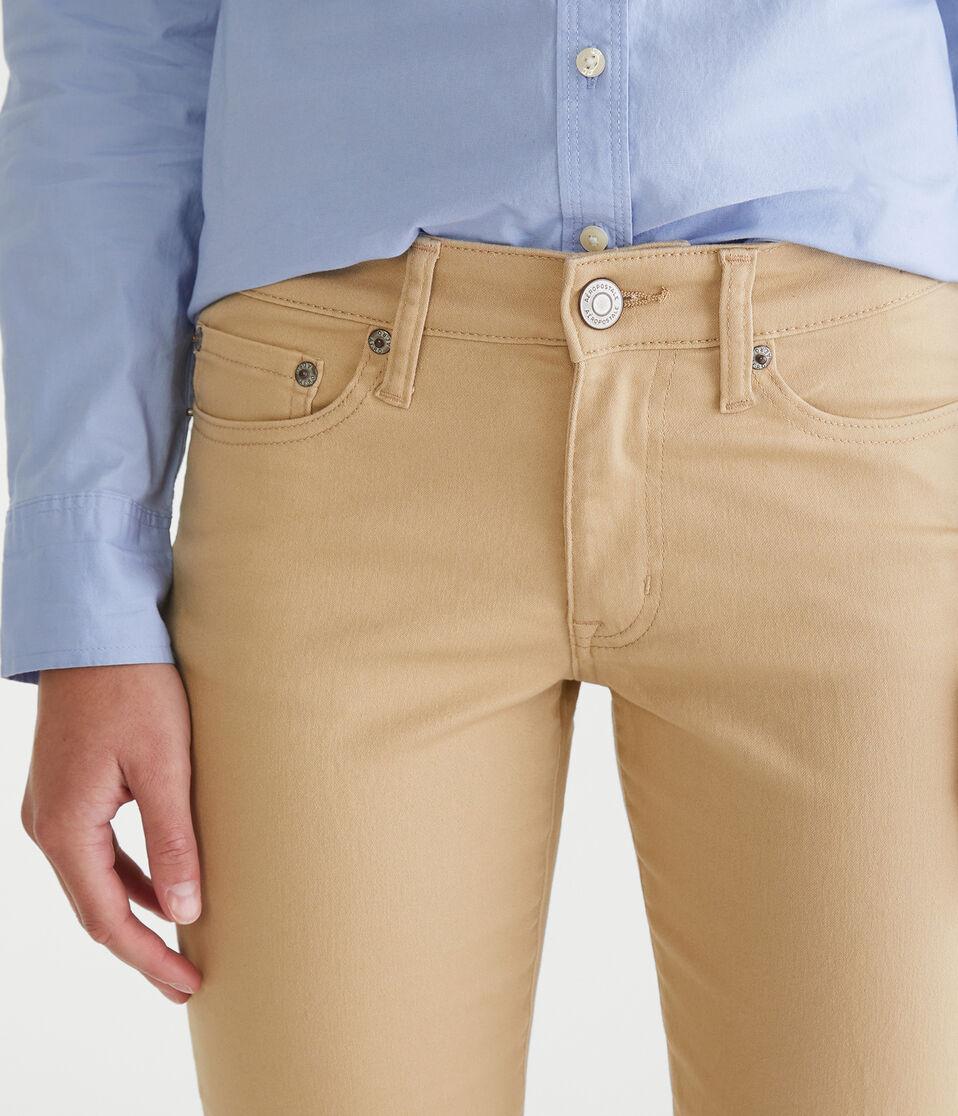 Aéropostale Seriously Stretchy Mid-Rise Straight Uniform Pants Summer Tan