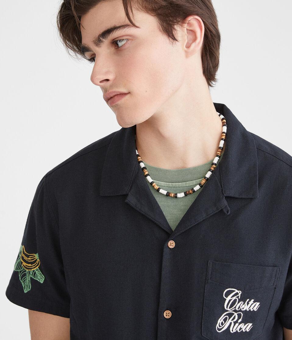 Aéropostale Short Sleeve Costa Rica Linen Camp Shirt Hematite
