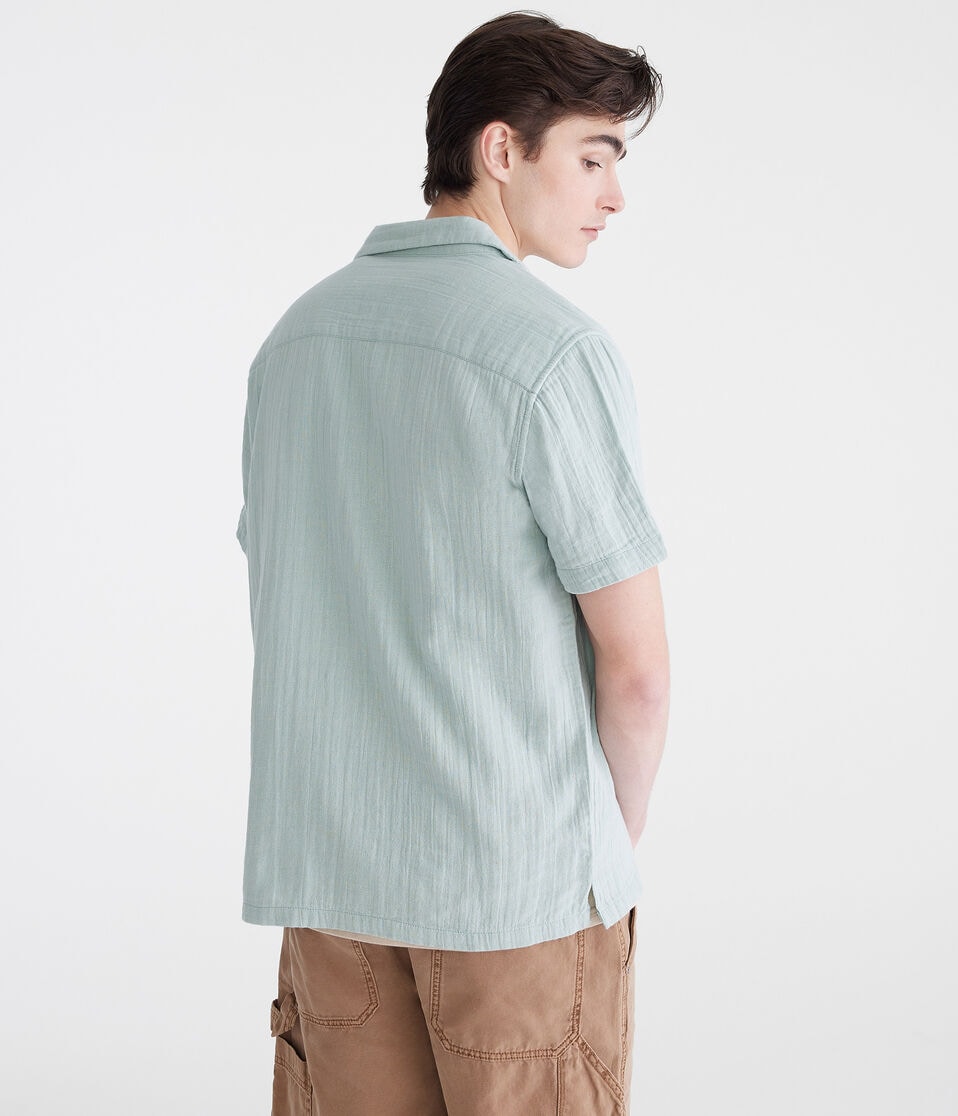 Aéropostale Short Sleeve Gauze Camp Shirt Bright Mint
