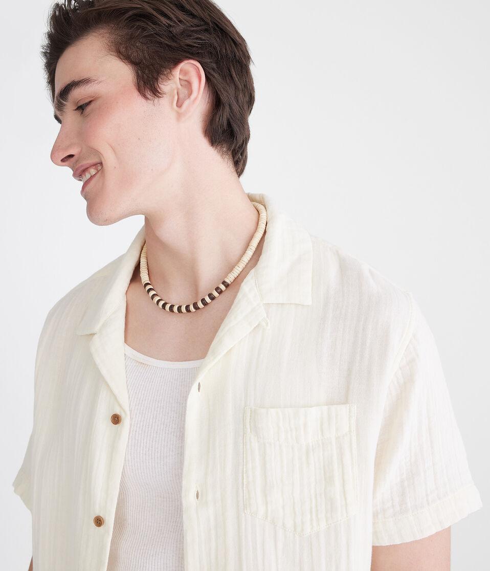 Aéropostale Short Sleeve Gauze Camp Shirt Stark White