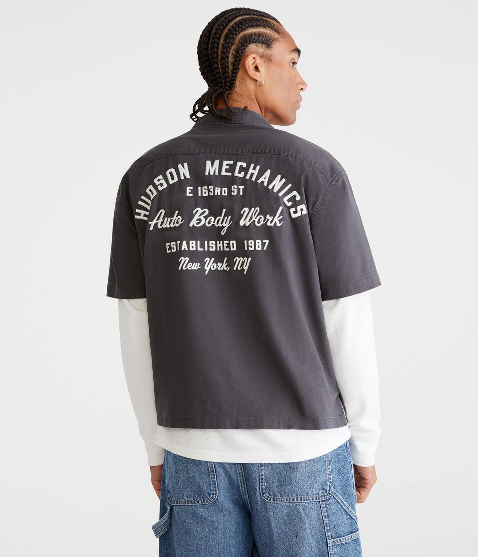 aéropostale Short Sleeve Hudson Auto Body Mechanic Shirt whale grey