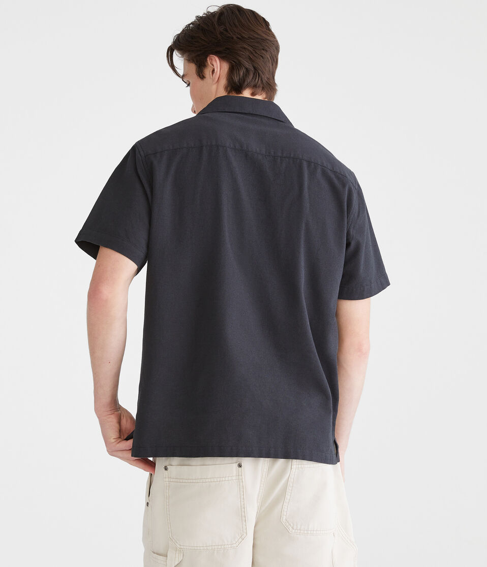Aéropostale Short Sleeve Lemons Linen Camp Shirt Hematite