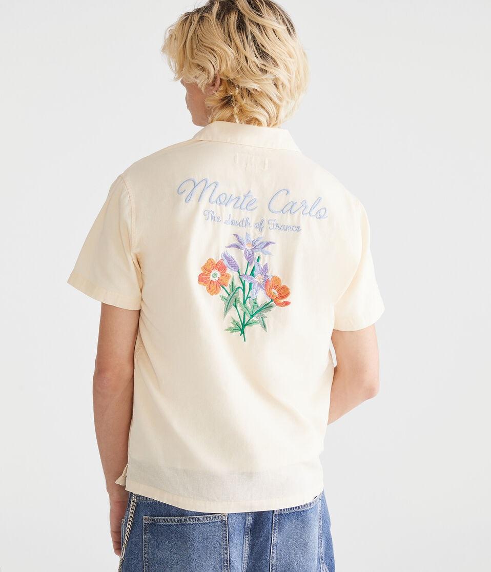 aéropostale Short Sleeve Monte Carlo Linen Camp Shirt soft cream