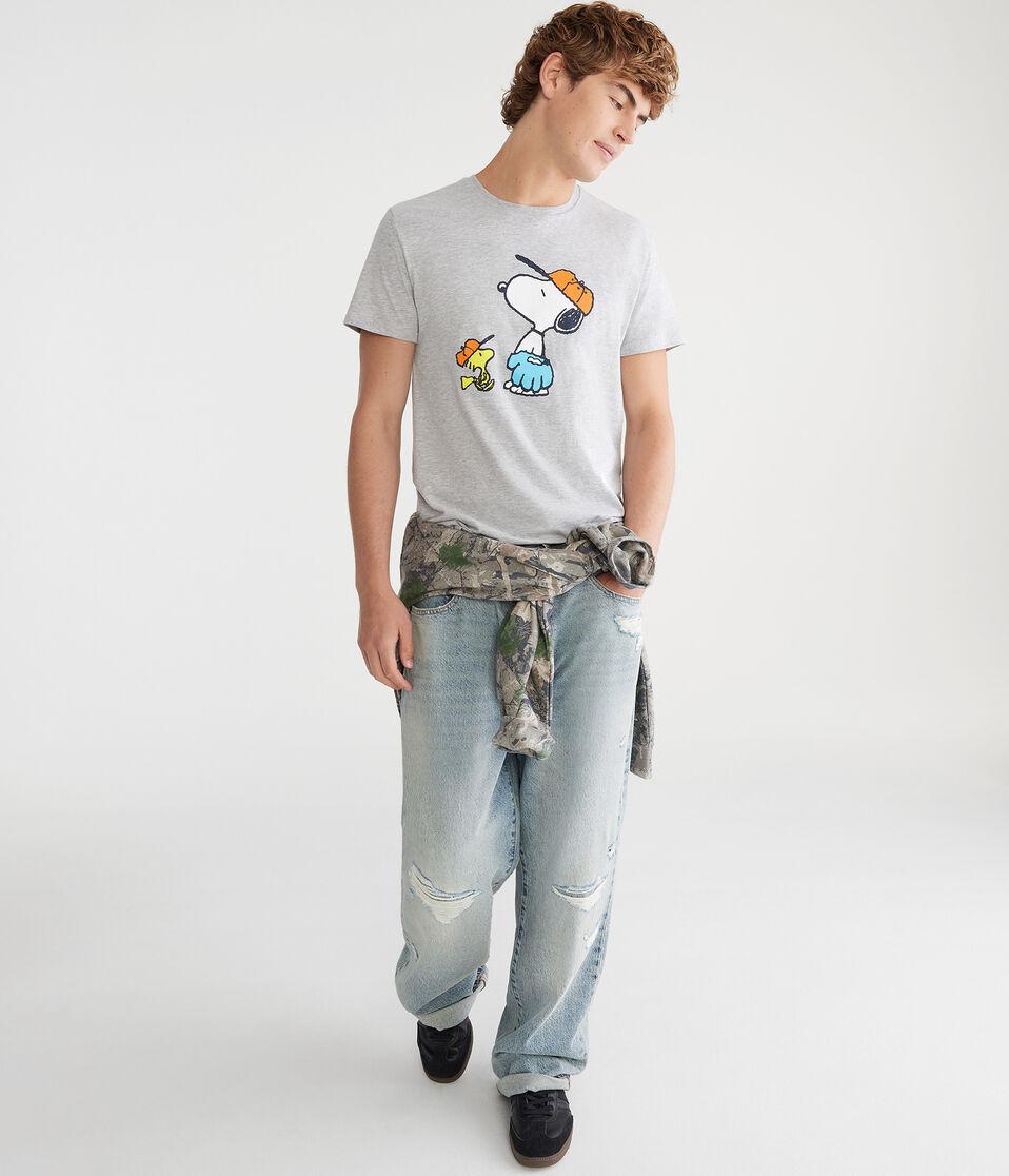 Aéropostale Snoopy Baseball Relaxed Graphic Tee Grey