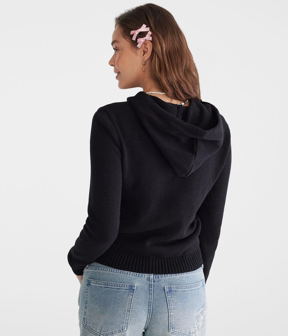 Aéropostale Solid Full-Zip Hooded Sweater Black Fox