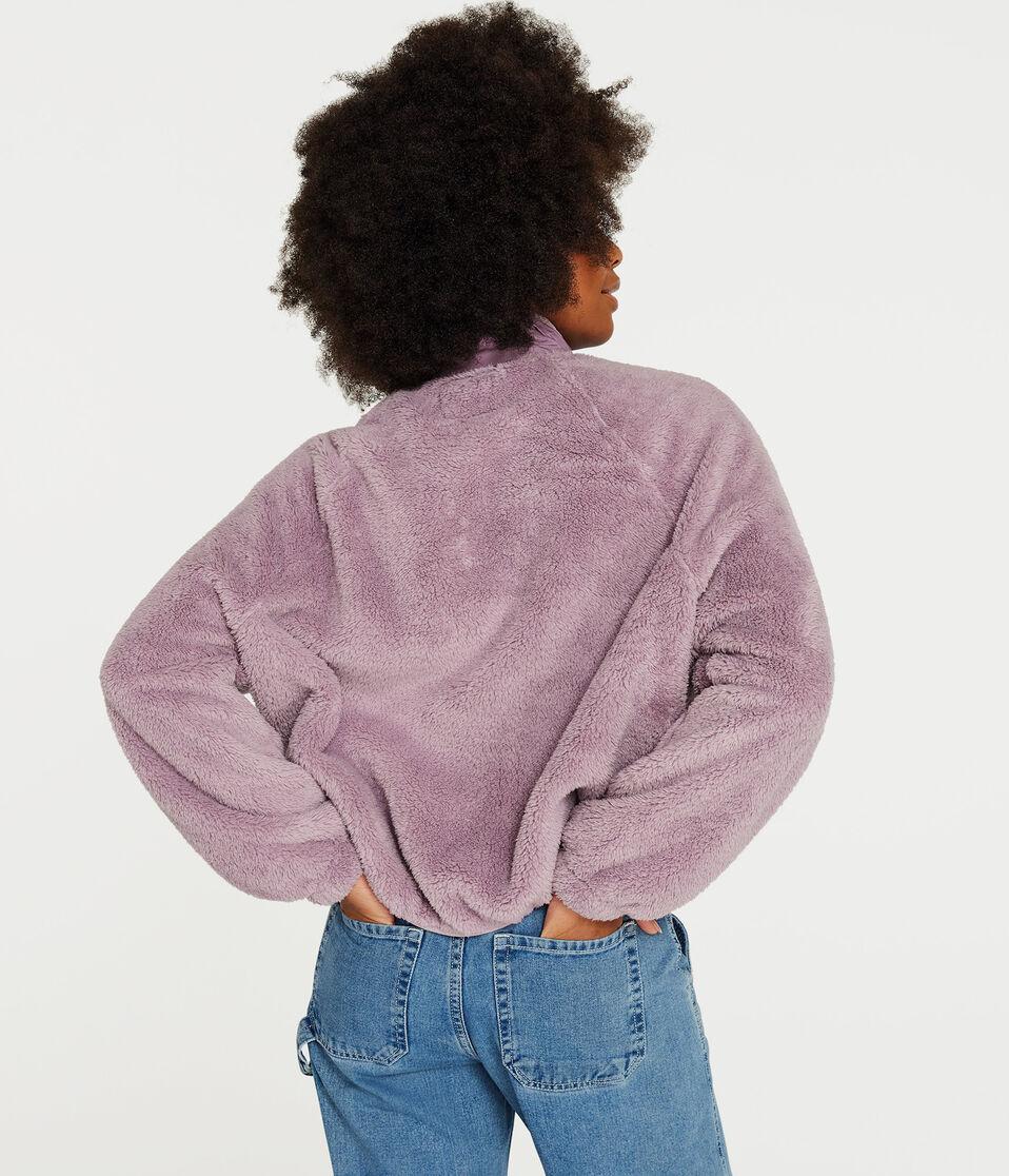 Aéropostale Solid Sherpa Snap Jacket Lavender Escape
