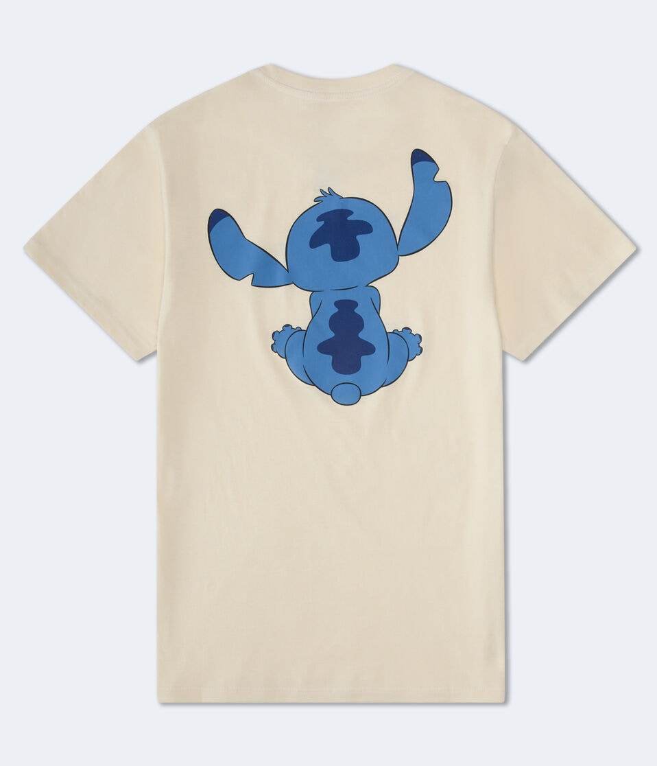 Aéropostale Stitch Sitting Relaxed Graphic Tee Cream