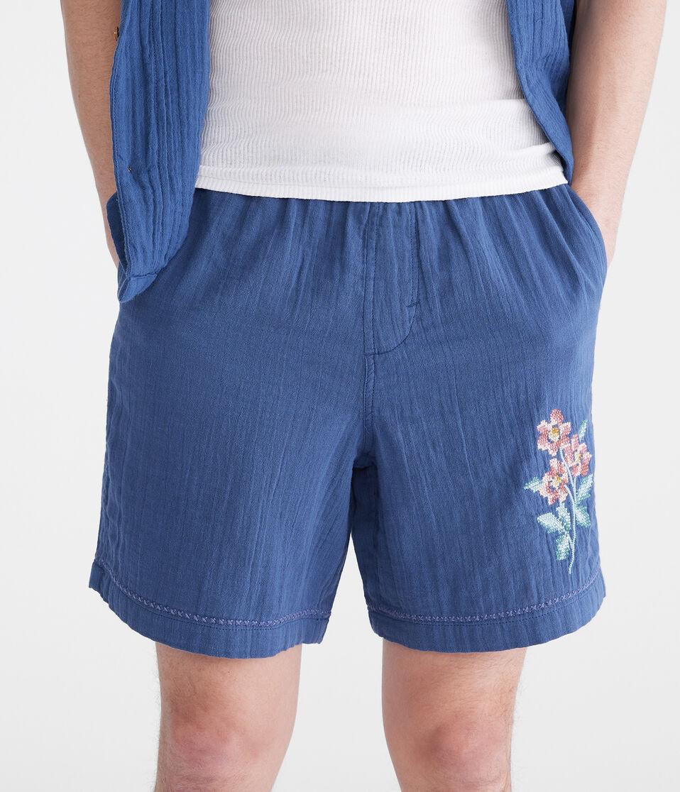 aéropostale Stitched Floral Gauze All Day Jogger Shorts 7" pine grove