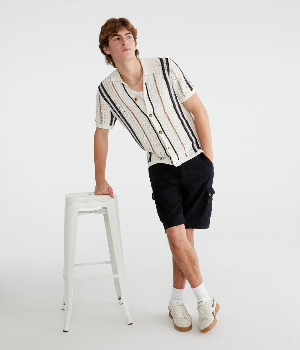 Aéropostale Stretch Twill Cargo Shorts 10" Black Fox