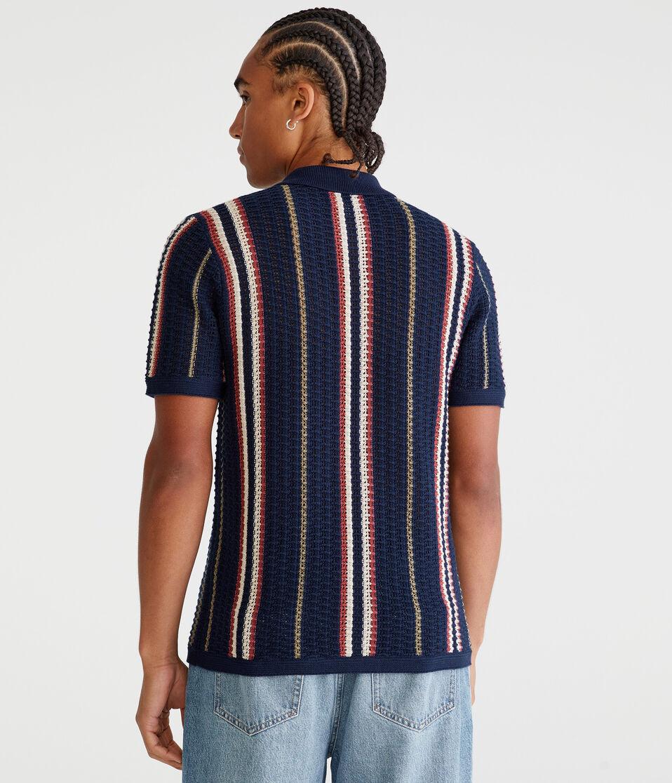 Aéropostale Striped Open-Knit Sweater Shirt Hazy Indigo