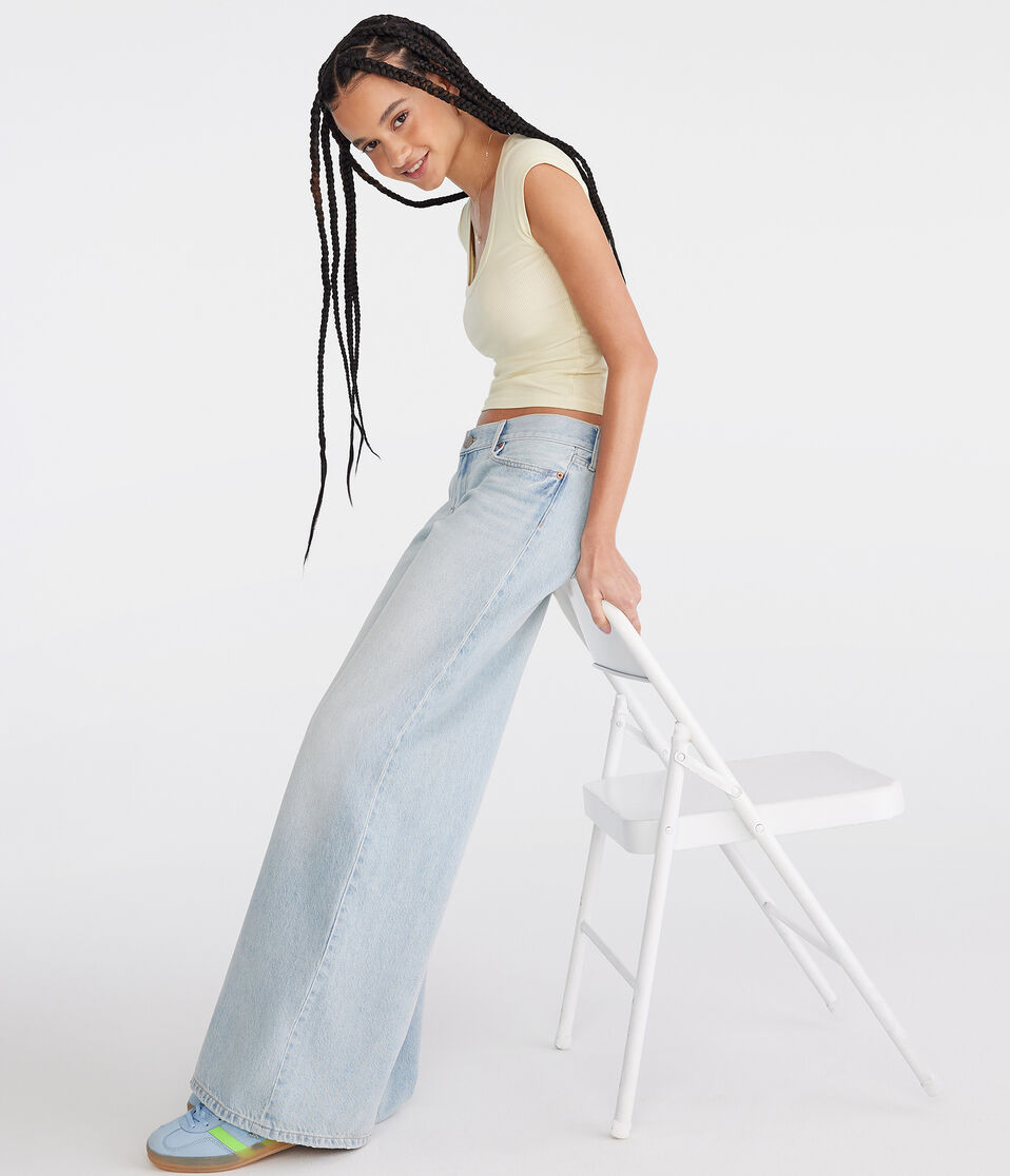 Aéropostale Super Low-Rise Ultra Wide Leg Jean Light Wash