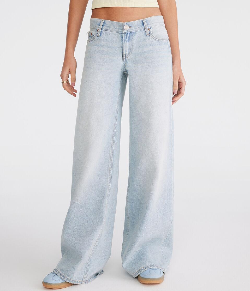 aéropostale Super Low-Rise Ultra Wide Leg Jean light wash