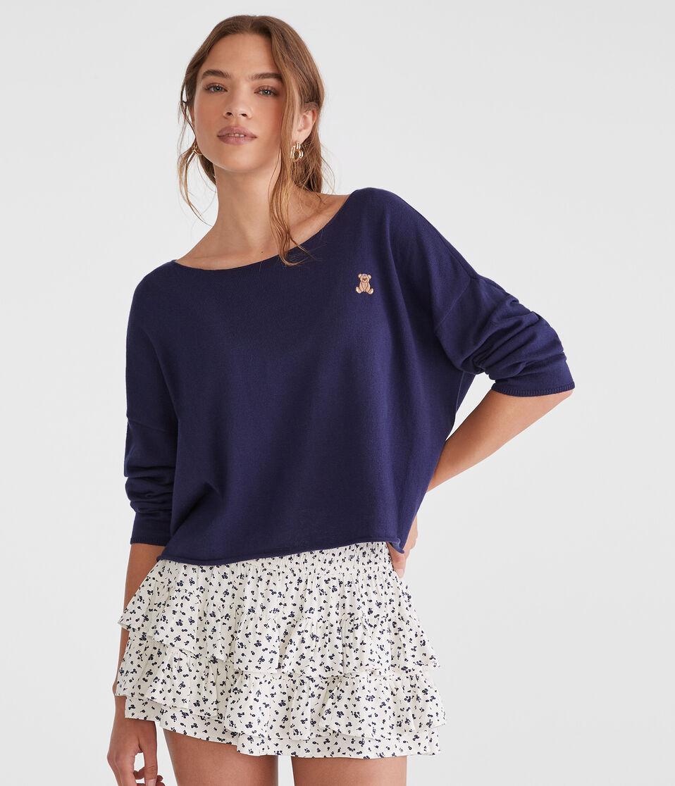 aéropostale Teddy Bear Slash-Neck Sweater naval blue