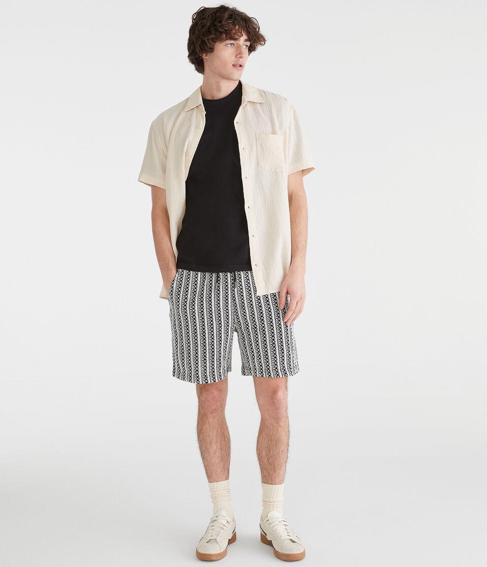 Aéropostale Textured Stripe All Day Jogger Shorts 7" Ivory
