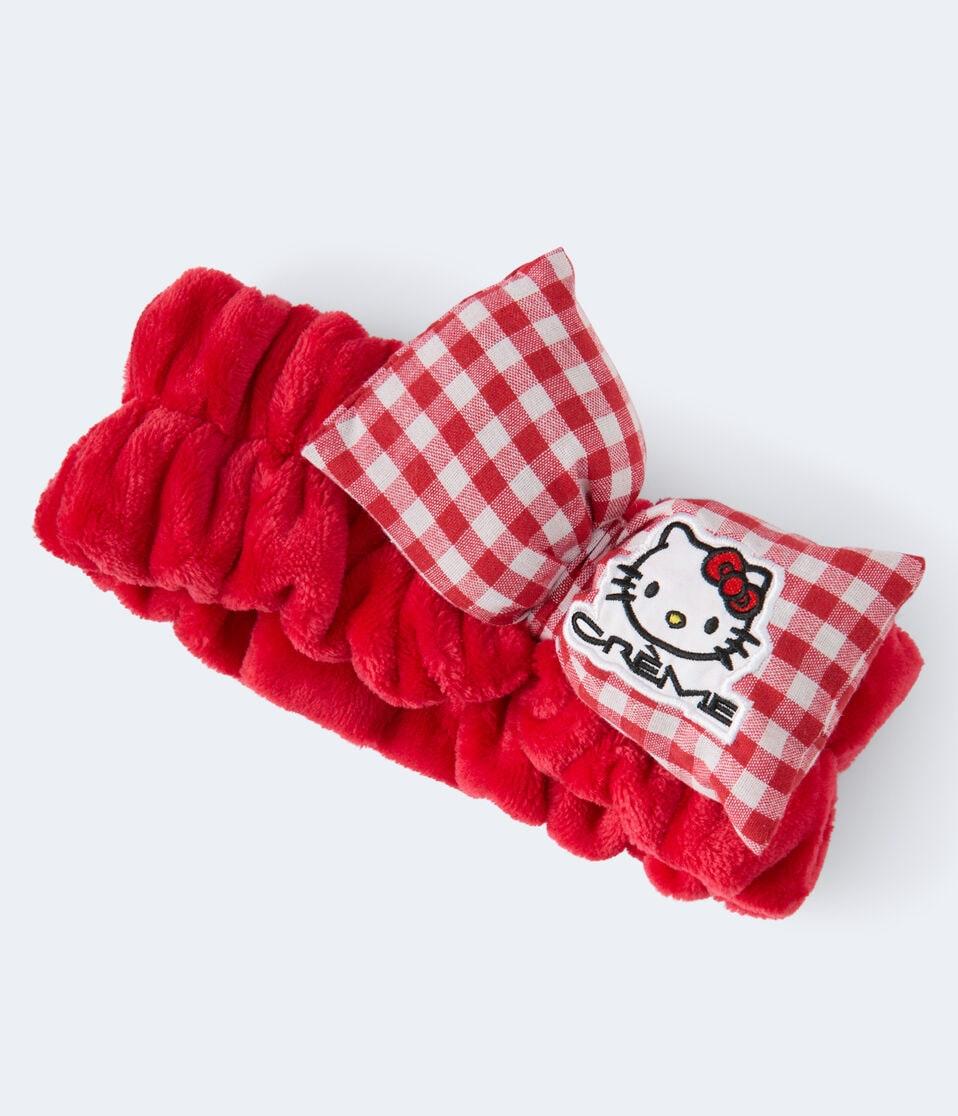 aéropostale The Crème Shop x Hello Kitty Gingham Bow Plush Spa Headband pink