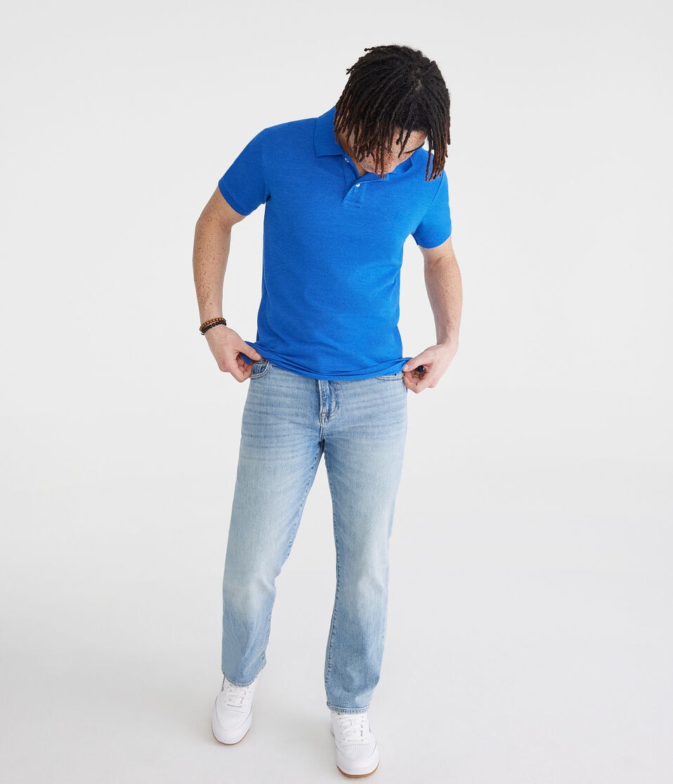 Aéropostale Tonal A87 Logo Piqué Polo Atlantic Deep