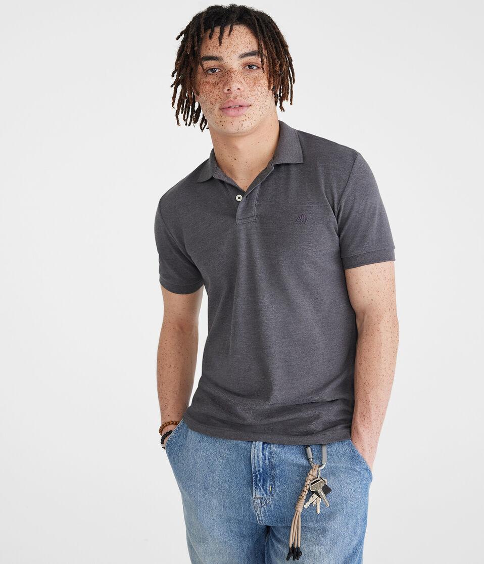 Aéropostale Tonal A87 Logo Piqué Polo Charcoal Heather Grey