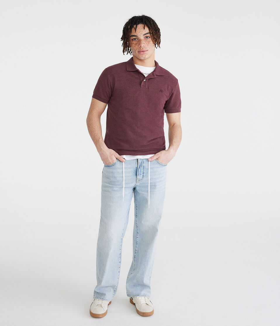 Aéropostale Tonal A87 Logo Piqué Polo Dark Burgundy