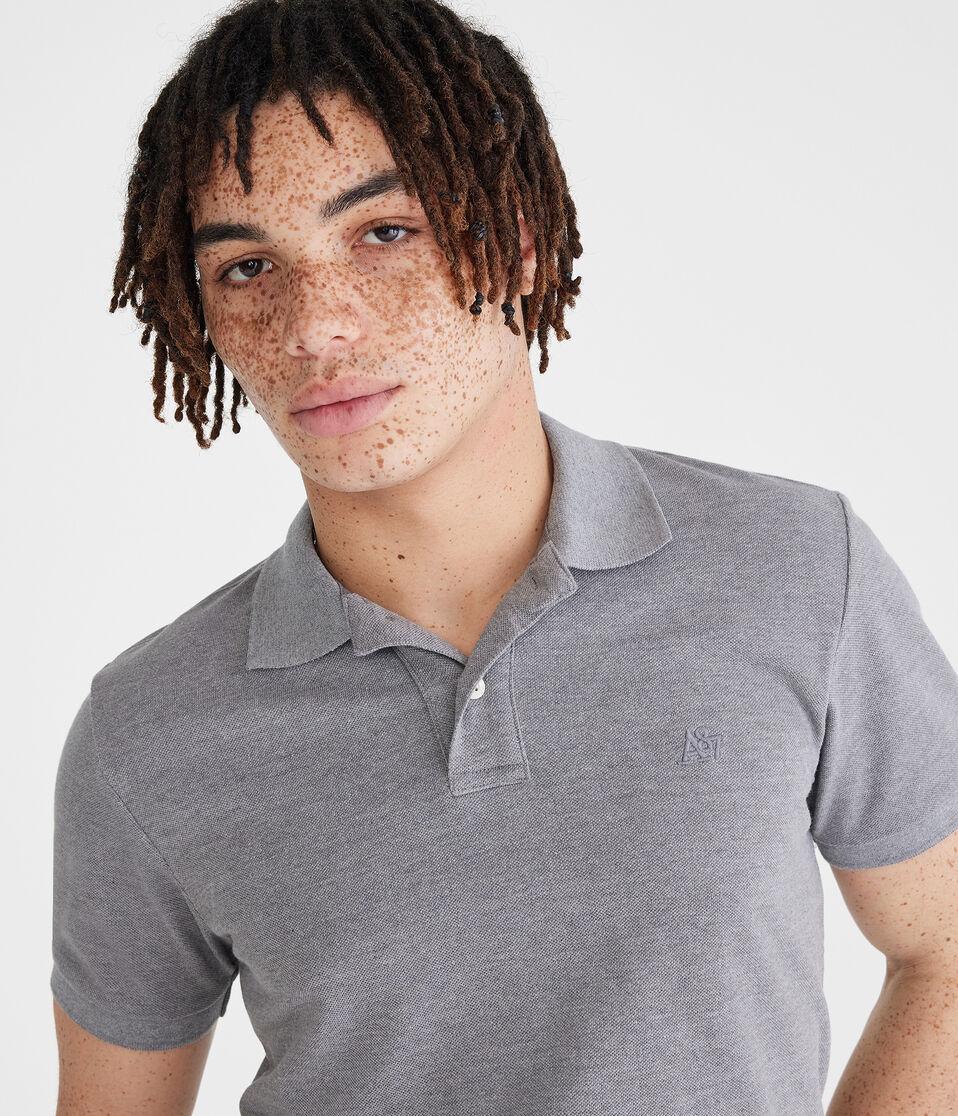 Aéropostale Tonal A87 Logo Piqué Polo Med Hthr Grey