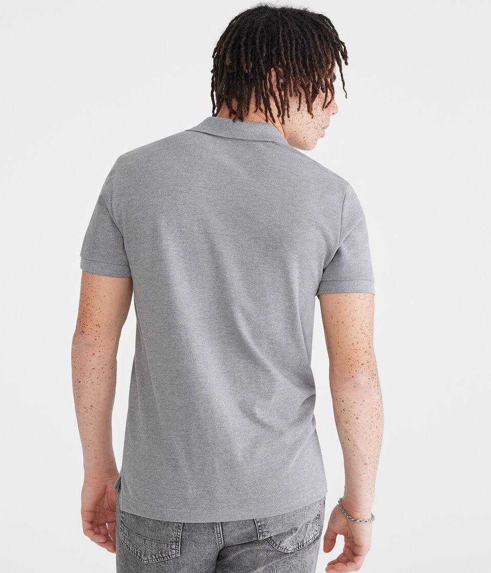 Aéropostale Tonal A87 Logo Piqué Polo Med Hthr Grey