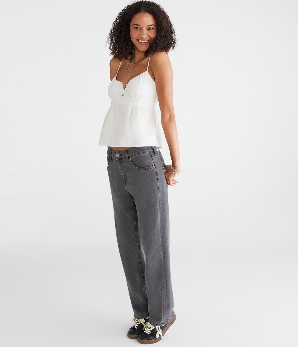 Aéropostale Tonal Stripe Scoop-Neck Babydoll Cami Cream