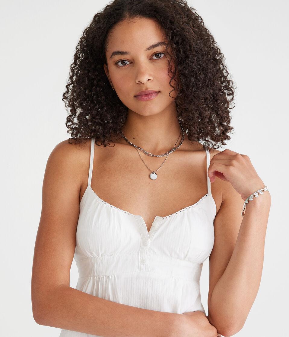 Aéropostale Tonal Stripe Scoop-Neck Babydoll Cami Cream