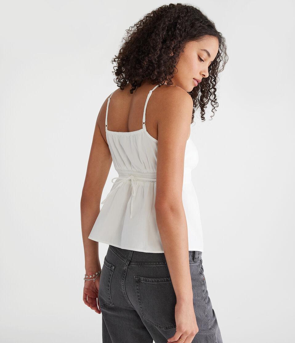 Aéropostale Tonal Stripe Scoop-Neck Babydoll Cami Cream