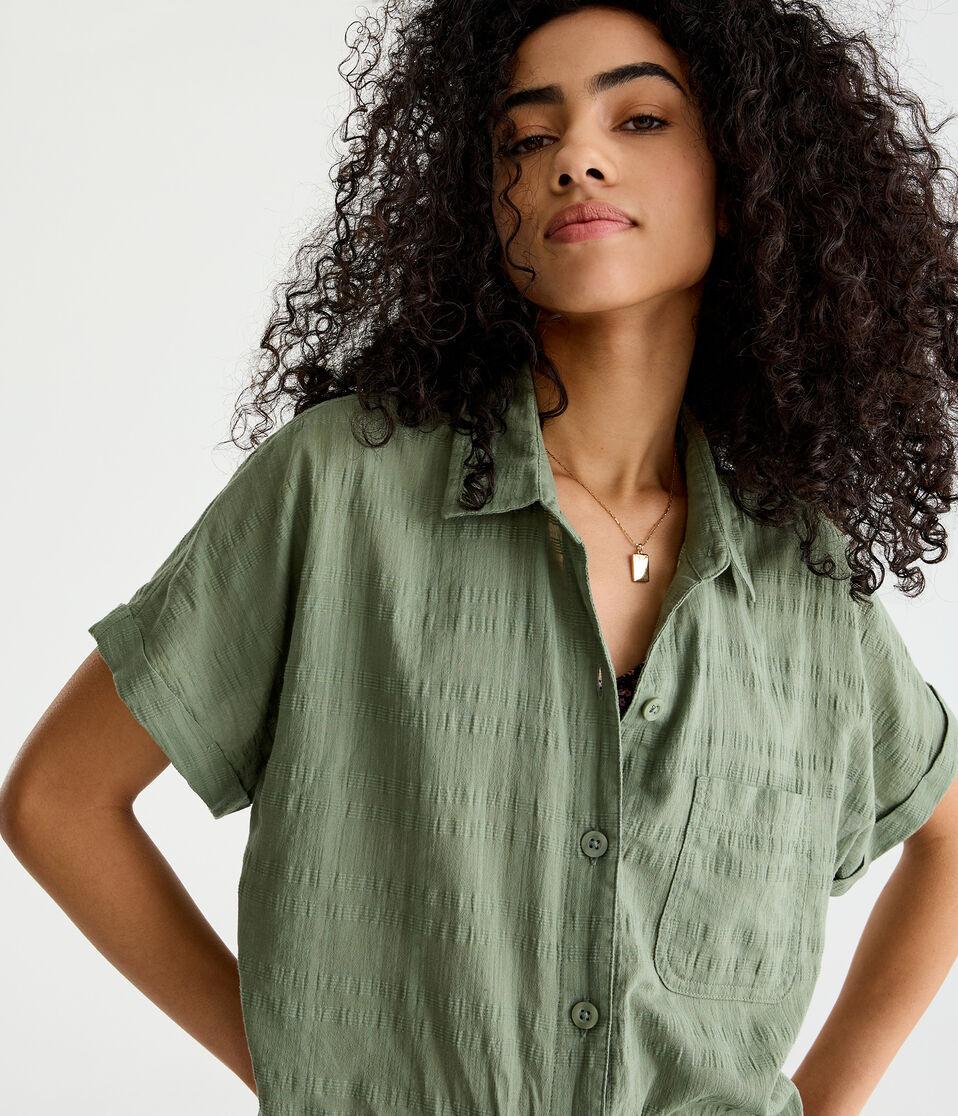 Aéropostale Tonal Textured Stripe Shirt Silver Leaf