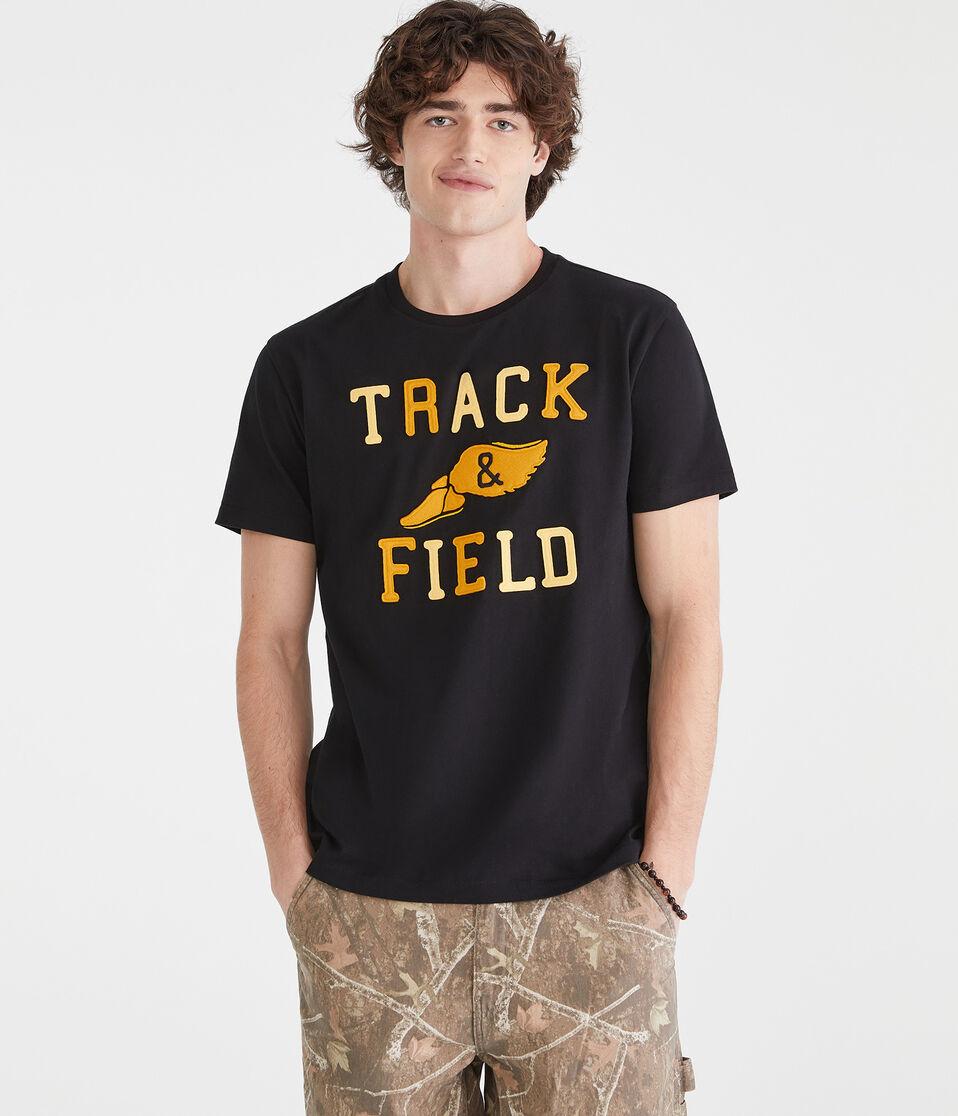 Aéropostale Track & Field Appliqué Graphic Tee Black Fox