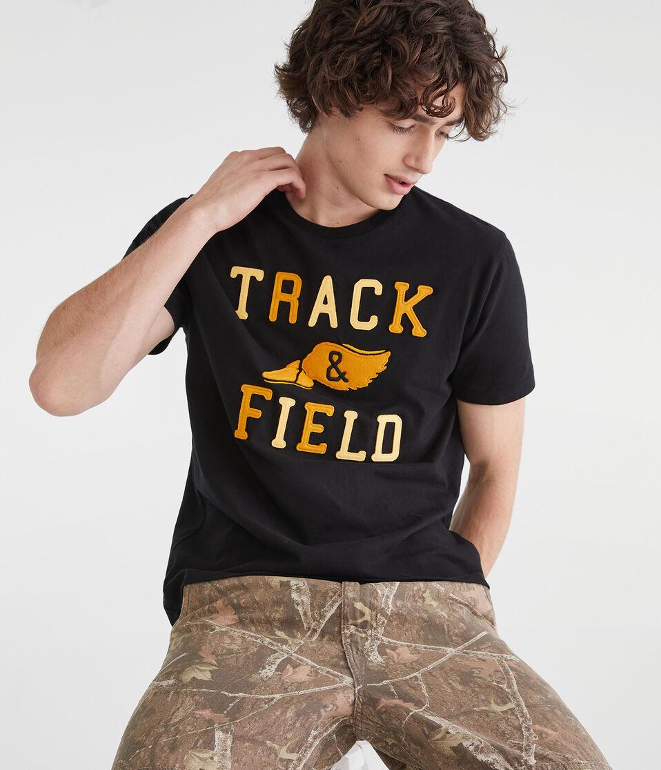 aéropostale Track & Field Appliqué Graphic Tee black fox