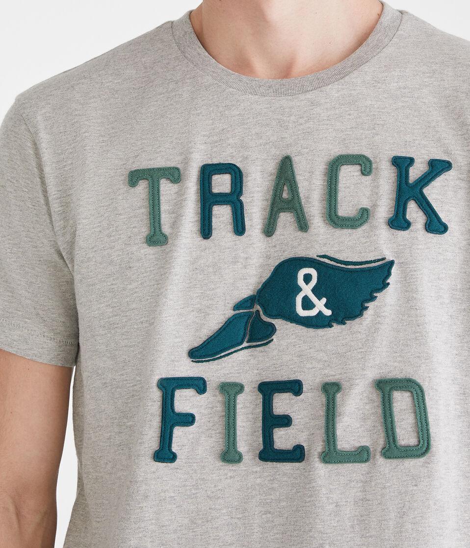Aéropostale Track & Field Appliqué Graphic Tee Light Heather Grey